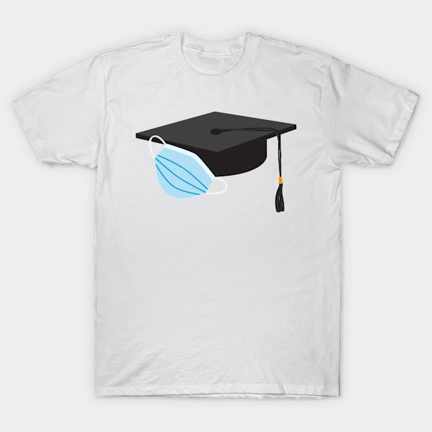 Class of 2020 Graduation - Black Graduation cap and Blue Face Mask T-Shirt by sigdesign